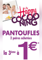 Happy cocooning pantoufles : 2 paires achetées la 3 ème à 1€ - Chauss Expo