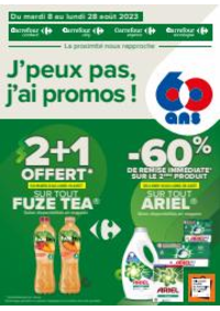 Prospectus Carrefour Contact NEUNG SUR BEUVRON : J'peux pas, j'ai promos du 8 au 28 ao&ucirc;t 2023 !