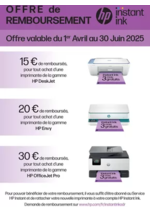 Prospectus Boulanger : OFFRE HP Instant Ink: JUSQU'A 30€ REMBOURSÉS sur une sélection d'imprimantes