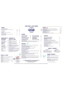 Prospectus La Criee BONNEUIL : Nouvelle Carte menu & vins