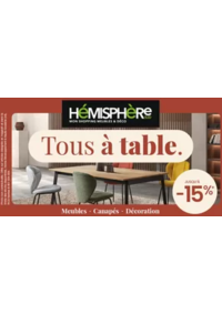 Prospectus Hémisphere Sud Cherbourg : Profitez de remises jusqu’à -15%* sur une sélection de tables et chaises
