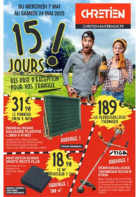 Prospectus CHRETIEN MATERIAUX Tincques : 15 JOURS DE PRIX D'EXCEPTION POUR VOS TRAVAUX !
