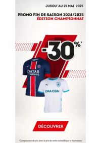 Prospectus Sport 2000 CHALON SUR SAONE : Promo Fin de saison 2024-2025 : -30% sur les maillots et survêtements de clubs édition championnat !