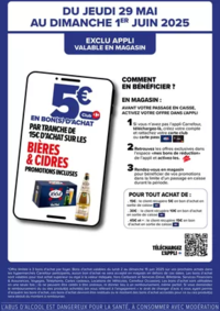 Prospectus Carrefour CLAIRA : OFFRE EXCLUSIVE APPLI : BON D’ACHAT BIERES ET CIDRES