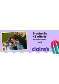 Prospectus Claire's PARIS SNCF Gare du Nord - Mezzanine 12 Rue de Dunkerque : 3 achetés +3 offerts