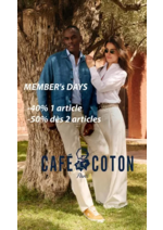 Prospectus Café Coton : -40% 1 article -50% dès 2 articles