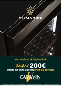 Prospectus Boulanger Niort : OFFRE Climadiff : vous offre jusqu' à 200€ en carte cadeau chez les cavistes CAVAVIN