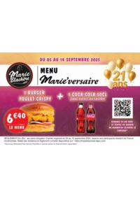 Prospectus Marie Blachère Privas : Menu Marie’Versaire