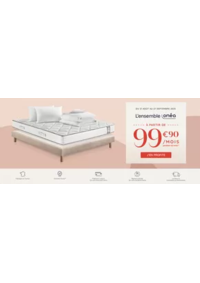 Prospectus Maison de la literie BIDART : Offrez à vos nuits une nouvelle dimension avec notre ensemble de nuit Onéa 1 Matelas + 1 Sommier + 1