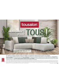 Prospectus Tousalon Aubenas : Opération Reprise Tousalon Jusqu’à 1 500€ de reprise sur votre ancien canapé