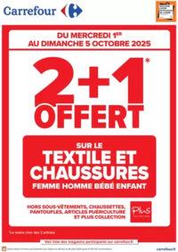 Prospectus Carrefour FLINS SUR SEINE : A SAISIR, 2+1 OFFERT SUR LE TEXTILE !