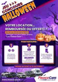 Prospectus France Cars Reims : Du 1er au 30 Octobre 2025, profitez et participez à notre Jeu Concours spécial Halloween !