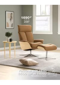 Prospectus Monsieur meuble LA CHAPELLE SAINT AUBIN : En PROMOTION* ce mois-ci : le fauteuil Nordic Spirit Solveig 5500 SP W à 1 690 € au lieu de 2 185 €.